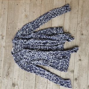 Wish & Whim Blue and White Knit Cardigan Sweater Size Small Boutique Fall